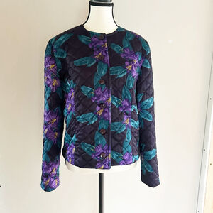 Vintage 80’s TanJay Floral Quilted Jacket, Size 12 Retro Playful Prints